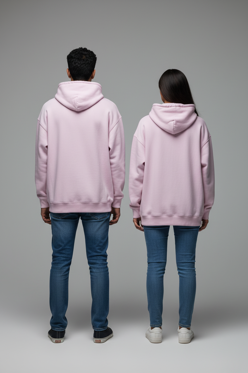 Back view - baby pink hoodie no branding