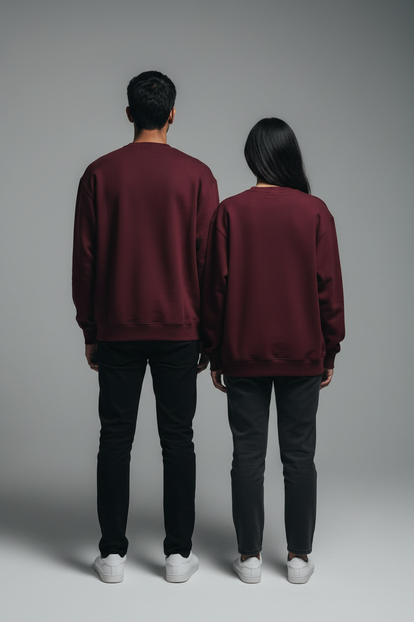 Back view - maroon sweatshirt no branding