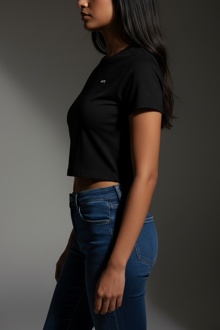 Black Baby Tee Side View