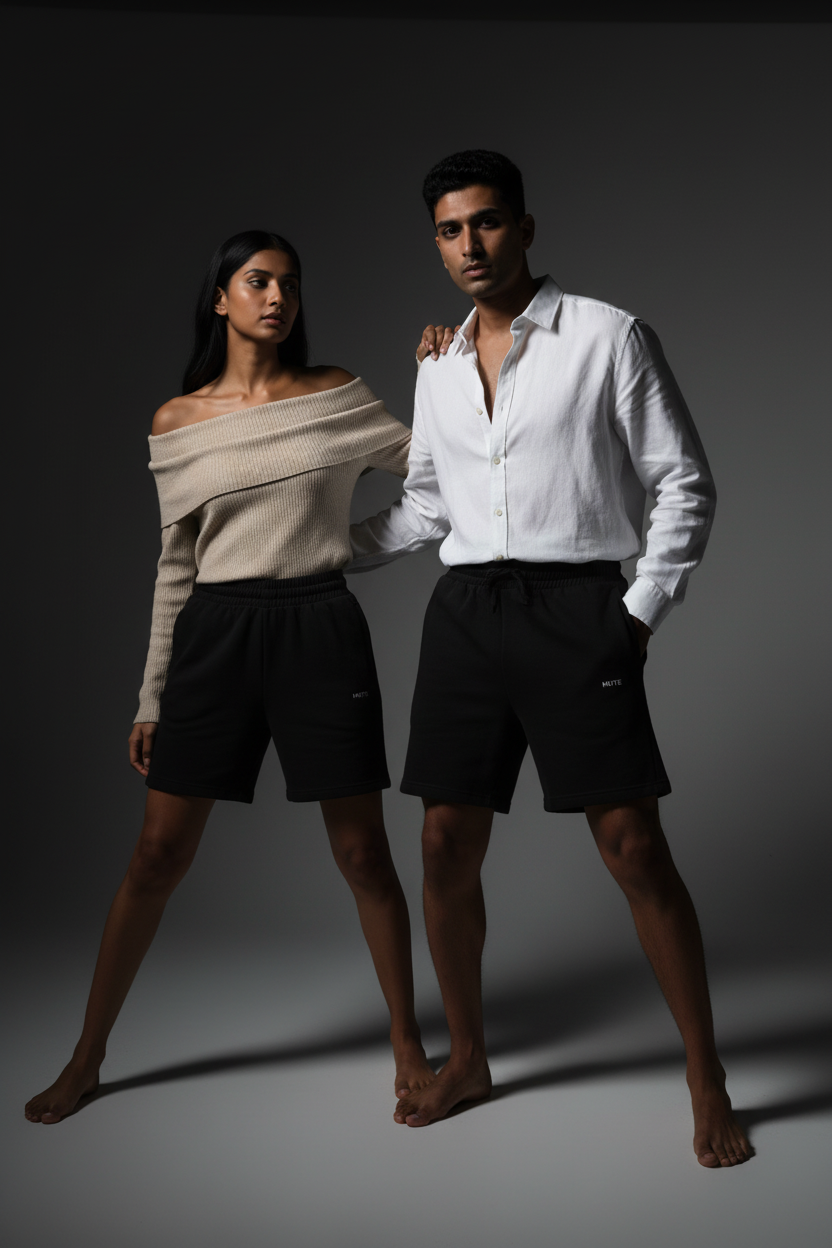 Black Terry Shorts Moody Lifestyle - Corrected