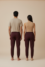 Burgundy Joggers Back View - Both Models