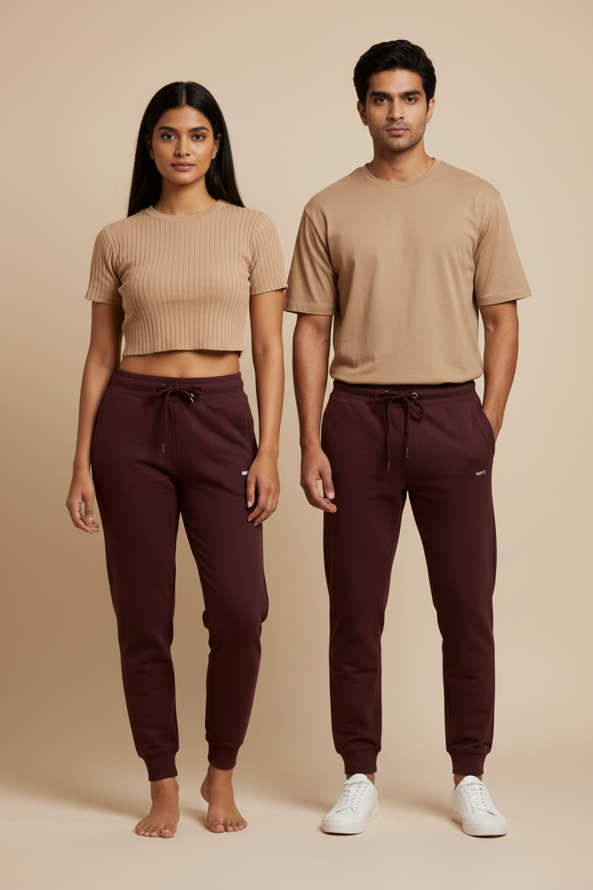 Burgundy Joggers Front View