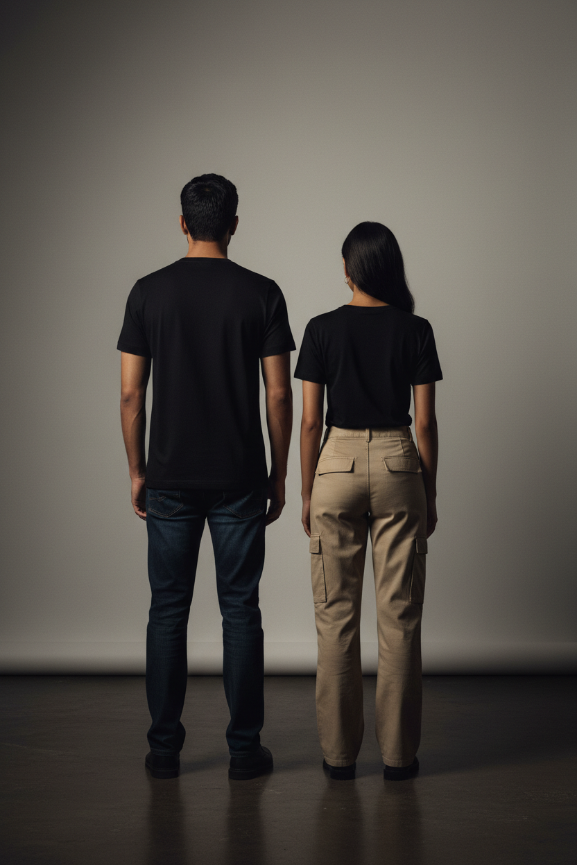 Couple back view gorilla t-shirts