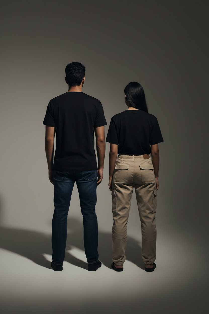 Couple back view leopard t-shirts