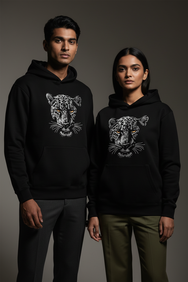 Embroidered Jaguar Motif  Hoodie