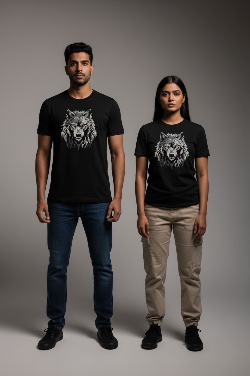 MUTE | Embroidered Wolf Motif Tee