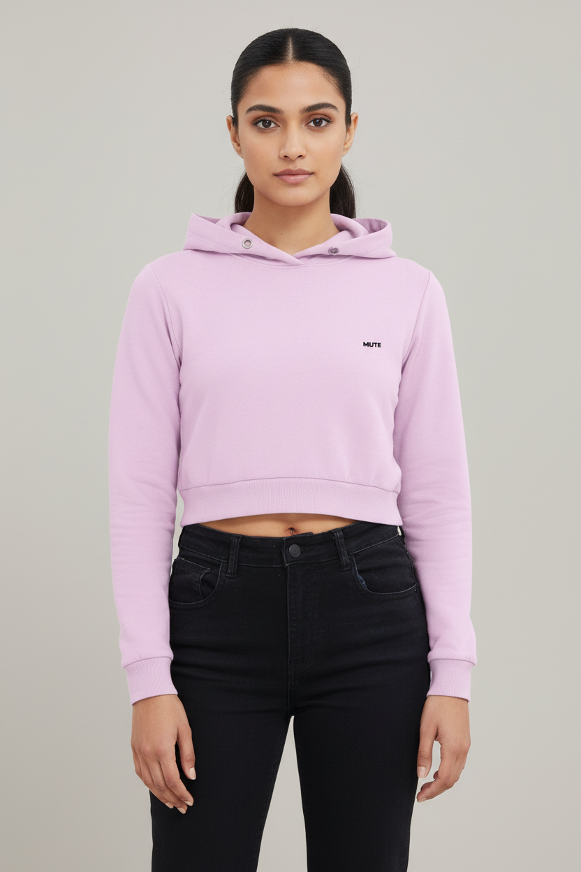 MUTE | Signature Crop Hoodie in Muted Rose