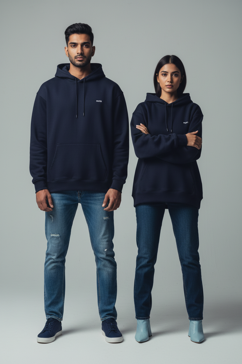 Front view - both models with jeans