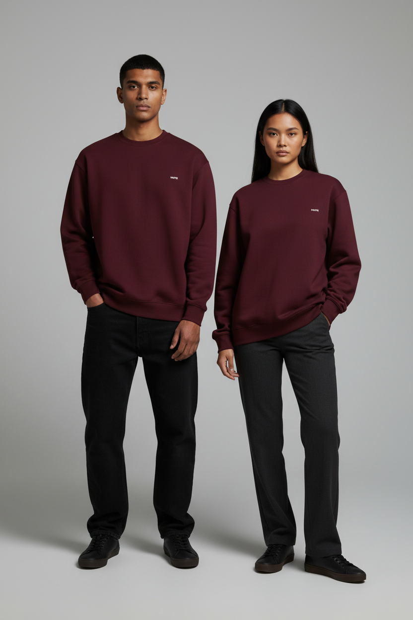 Front view - maroon sweatshirt