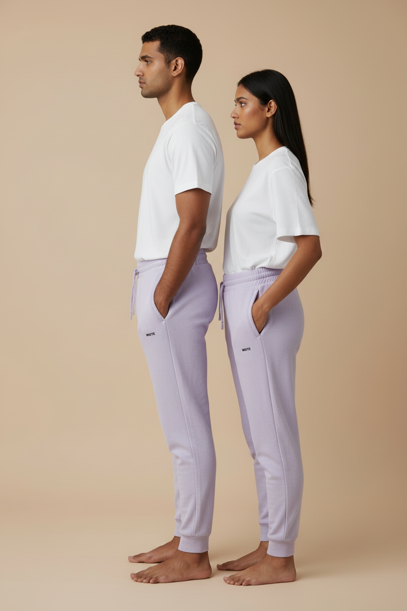 Lavender Joggers Side View - Both Models