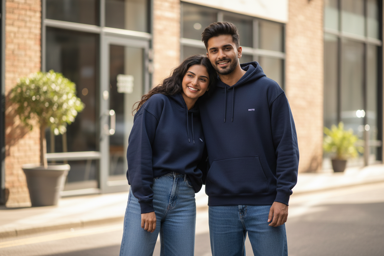 Lifestyle shot - both models with jeans