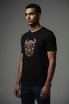 Male side view black bison t-shirt