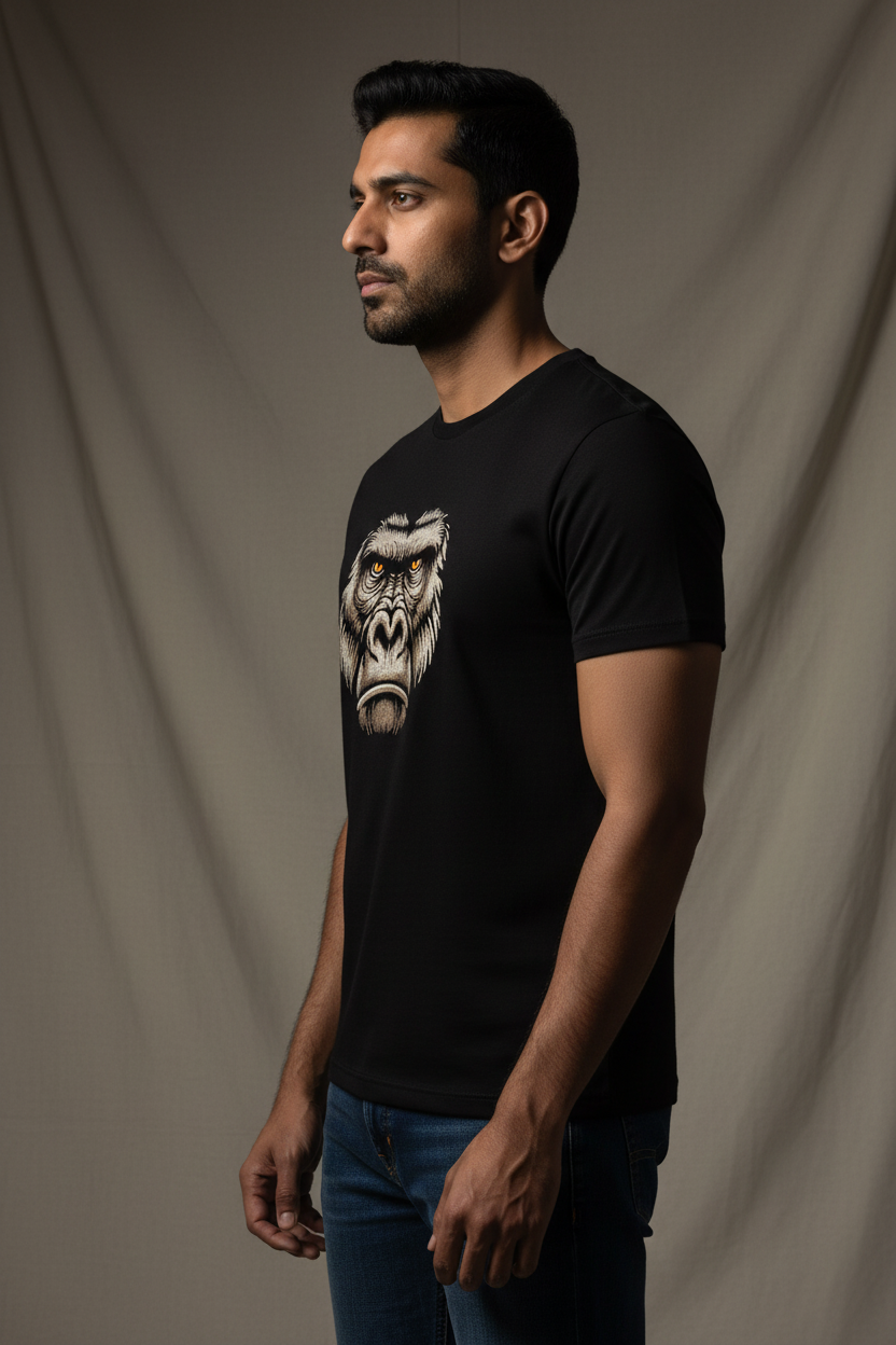 Male side view gorilla t-shirt