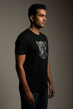 Male side view leopard t-shirt