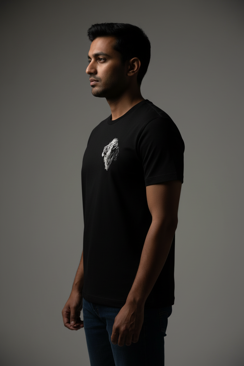 Male side view lion t-shirt