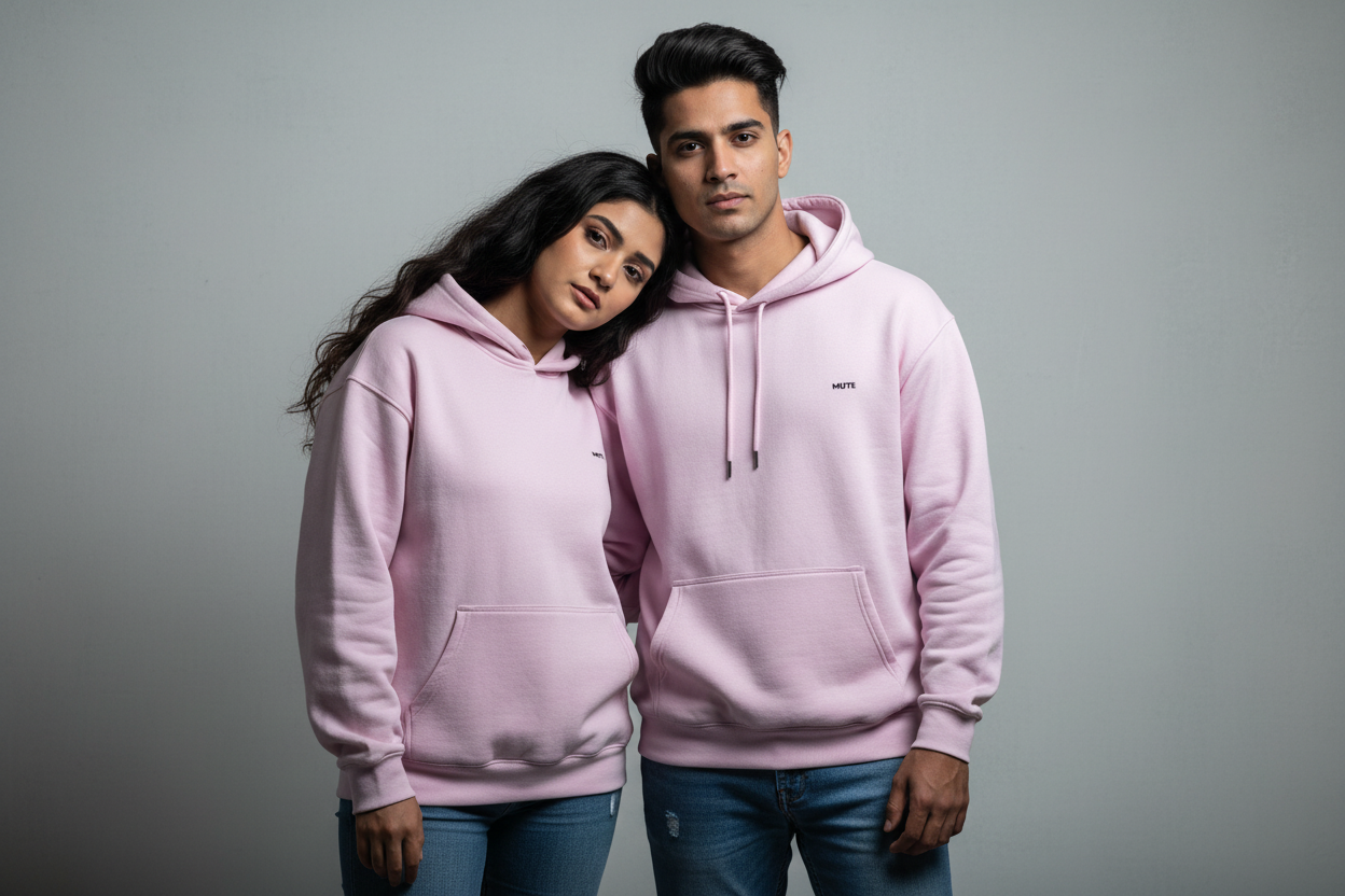 Moody shot - baby pink hoodie