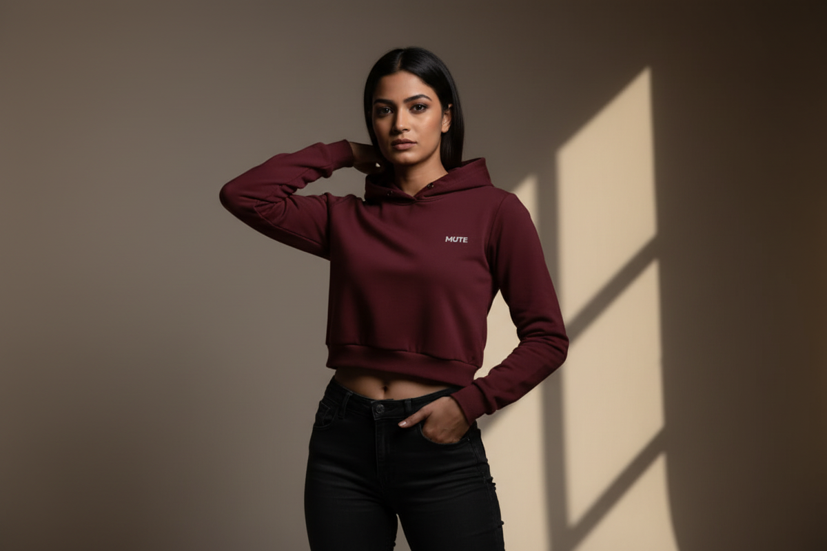 MUTE SIGNATURE CROP HOODIE