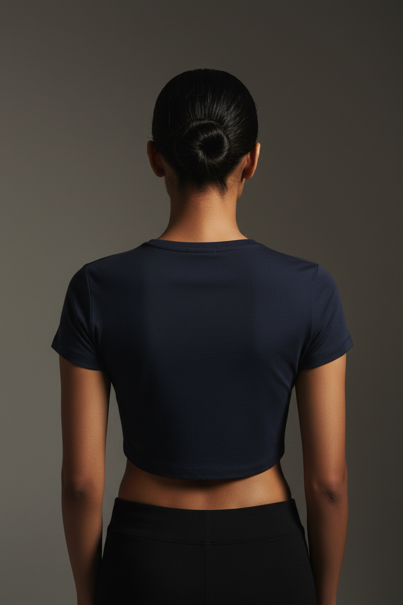Navy Blue Baby Tee Back View