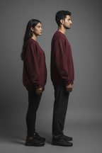 Side view - maroon sweatshirt