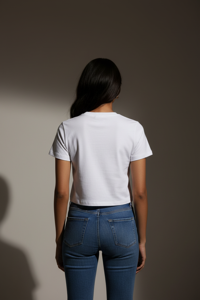 White Baby Tee Back View